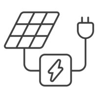 An icon of a solar inverter connected to a solar panel representing a solar inverter repair service
